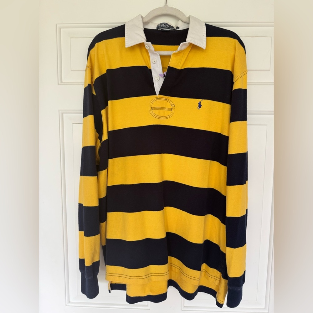 Men’s Vintage Ralph Lauren Polo Rugby XL Excellent! Yellow Navy